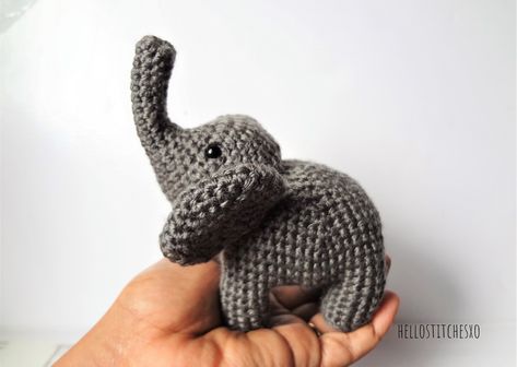 Amigurumi elephant - Crochet free pattern - hellostitches xo Crochet Elephant Pattern Free, Amigurumi Elephant Pattern, Crochet Elephant Pattern, Animal Knitting Patterns, Crochet Animals Free Patterns, Amigurumi Elephant, Crochet Elephant, Crochet Amigurumi Free Patterns, Elephant Pattern