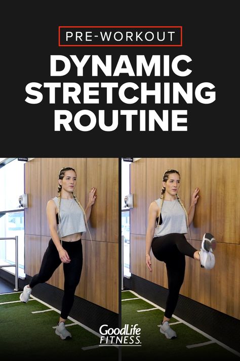 Dynamic stretching is best performed prior to your workout to prepare your body for exercise and prevent injuries. Try this dynamic stretching routine before your next workout! Dynamic Stretches Before Workout, Dynamic Stretching Warmup, Stretches Flexibility, Body Stretches Flexibility, Dynamic Stretching Exercises, Pre Workout Stretches, Stretching Workout, Best Stretching Exercises, Workout Stretches