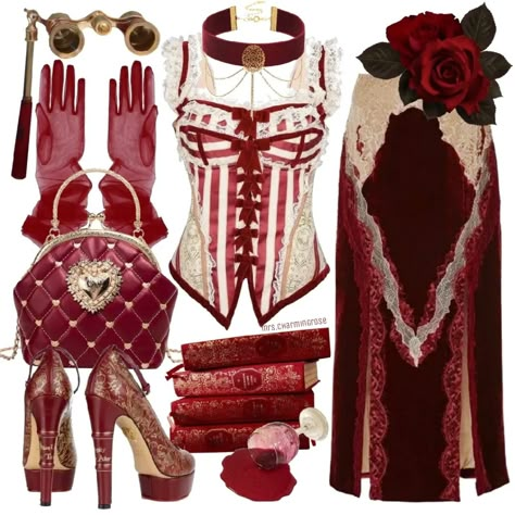 Lizzie Hearts Inspired Outfits, Queen Of Hearts Outfit Inspiration, Rarity Outfit Ideas, Queen Of Hearts Inspired Outfits, Queen Of Hearts Aesthetic, Queen Of Hearts Outfit, Lovecore Outfits, Hearts Outfit, Swaggy Outfits