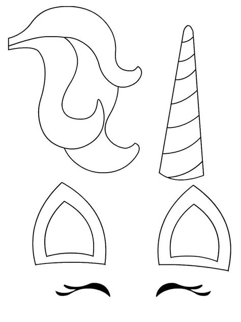 Free Unicorn Horn coloring pages. Download and print Unicorn Horn coloring pages Cookies Coloring Pages, Unicorn Horn Template, Unicorn Horn Diy, Unicorn Head Cake, Horn Cookies, Diy Unicorn Horn, Unicorn Template, Head Outline, Unicorn Tail