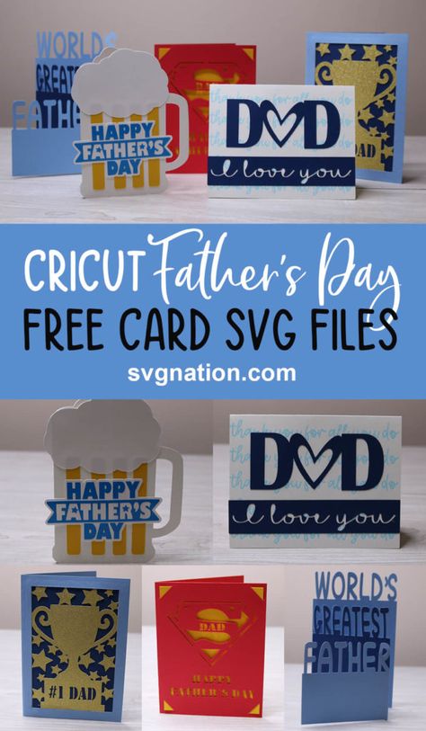 Father’s Day Card On Cricut, Happy Father's Day Homemade Cards, Father’s Day Gift Ideas With Cricut, Fathers Day Svg Files Free, Father’s Day Cricut Ideas, Cricut Fathers Day Cards, Fathers Day Cricut Projects, Happy Father's Day Cards Diy, Fathers Day Cricut Ideas