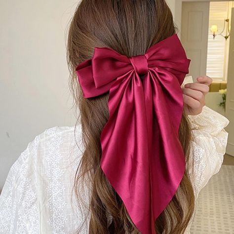 ✨Pre-order only, 20,000✨ How To Use Bow On Hair, Moños Aesthetic, Hair Accessories Drawing, Ribbons In Hair, Bow For Hair, Hair Bows For Women, Festive Accessories, Red Hair Accessories, Pink Hair Accessories