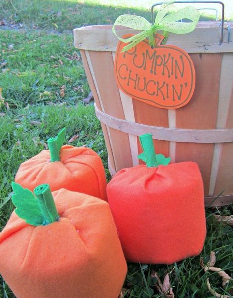 DIY a pumpkin chuckin' game for your Thanksgiving with this easy project. Pumpkin Chunkin, Outdoor Halloween Parties, Fall Festival Games, Pumpkin Games, Fun Halloween Party Games, Fall Harvest Party, Fall Carnival, Fun Halloween Games, Festival Games