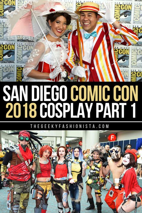 San Diego Comic Con 2018 Cosplay // Check out some of the creative cosplays from this year's San Diego Comic Con! Everything from Disney, superheroes, gaming, and more! // The Geeky Fashionista Comic Con Outfits, Couple Cosplay, Comic Con Cosplay, San Diego Comic Con, San Diego, Gaming, Comics, Disney