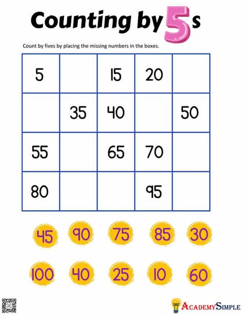 Count By 5's Worksheet Free Printable, Skip Counting By 5's Worksheet, Count By 5s, Counting By 5s, Skip Counting By 5, Skip Counting By 5's, Skip Counting Worksheets, Counting Worksheet, Counting In 5s