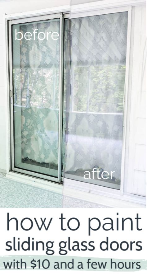 Painting metal sliding glass doors and aluminum windows is one of the fastest and easiest ways to totally update their look. This step-by-step tutorial will show you how to paint aluminum windows and door frames. It’s a quick and easy way to update your old doors and windows for just a few dollars. Give your metals windows and doors a total facelift just in time for summer. Old Sliding Glass Doors Ideas, Sliding Glass Door Remodel, Painting Sliding Glass Doors Frame, Painting Metal Sliding Glass Doors, How To Paint Metal Window Frames, Paint Aluminium Window Frames, Can You Paint Window Frames, Painting Metal Window Frames Black, Paint Aluminum Window Frame