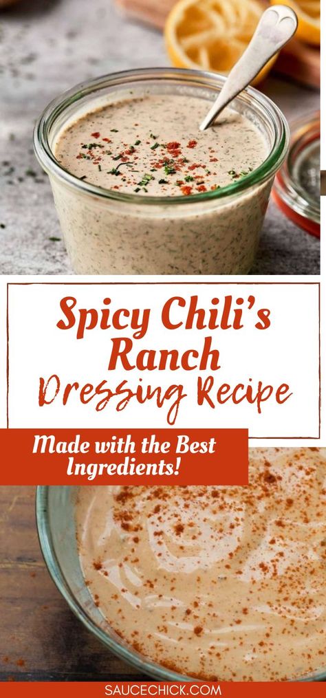 Chili’s Ranch Dressing Recipe Spicy Ranch Dressing Recipe, Ranch Dressing Chicken, Spicy Ranch Dressing, Spicy Ranch, Ranch Dressing Recipe, Creamy Dressing, Ranch Recipe, Salad Dressing Recipes Homemade, Everyday Dishes