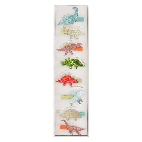 Our dazzling dino hair clips pop with color, glitter fabric and leatherette –perfect as eye-catching hair accessories for kids. The packaging features the dino's names, so it's an educational gift too! They're also ideal to pop into party gift bags. Hair Accessories For Kids, Party Bags Kids, Kids Holiday Gifts, Meri Meri, Party Bag Fillers, Coral And Gold, Party Gift Bags, Boy Accessories, Glitter Fabric