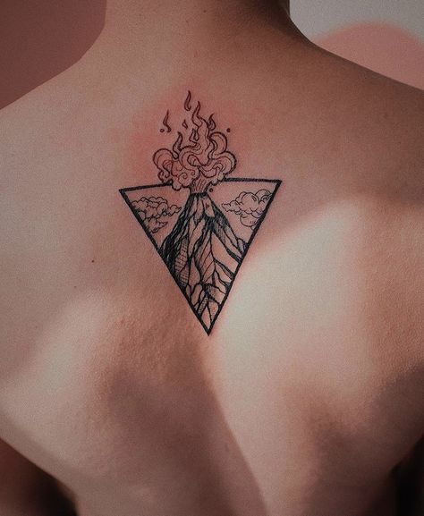 Volcano Tattoo Design, Lanzarote Tattoo, Volcano Tattoos, Volcano Tattoo Minimalist, Vulcan Tattoo, Lava Tattoo, Rocks Tattoo, Cave Tattoo, Volcano Tattoo