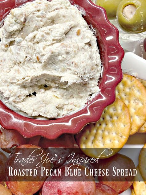 Olla-Podrida: Trader Joe’s Inspired Roasted Pecan Blue Cheese Sp... Blue Cheese Charcuterie Board, Blue Cheese Pecan Dip, Pecan Dip, Blue Cheese Spread, Blue Cheese Appetizers, Bleu Cheese Burger, Blue Cheese Dip Recipe, Recipes Treats, Tailgate Ideas