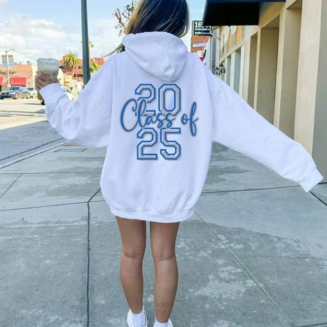 Class of 2025 Senior Hoodie, Senior 2K25 Hoodie, Custom Name Front, Senior Sweatshirt 2025, Gifts for Senior, Senior 2025, Class of 2025 Tee - Etsy Senior 2024 Hoodie Ideas, Senior Hoodies Design Ideas Creative, Senior Class Of 2024 Shirt Ideas, Graduation Sweatshirts Ideas, Senior Design Ideas, School Leavers Hoodies, Senior Hoodies Design Ideas, Senior Hoodies, Hoodies Design Ideas