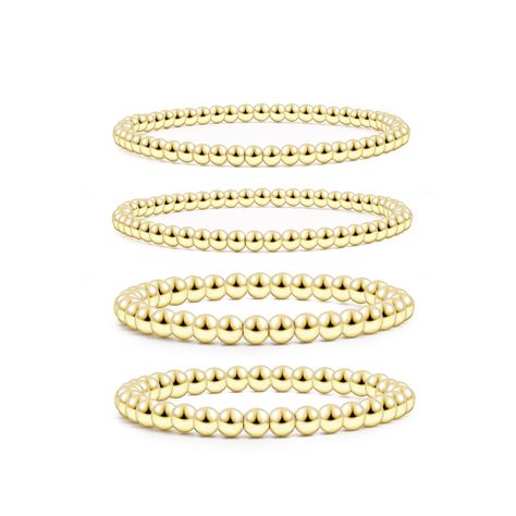 PRICES MAY VARY. Gold Beaded Bracelet Set�：The bracelet set contains 2 gold large bead bracelets and 2 gold small bead bracelets. The diameter of the beads is approximately 4 mm. The large beads are approximately 6 mm in diameter. Whether it's a party or everyday wear, wearing it will add a pop of color to your look. Dimensions：Bracelet length: about 7 inches, beaded bracelet with strong elastic cord, elastic. The 7 inch length fits most wrists and the gold bracelet combo set looks comfortable an Small Bead Bracelets, Cloud Bracelet, Gold Beaded Bracelets, Bracelet Combo, Small Bead Bracelet, Gold Bracelets Stacked, Gold Beaded Bracelet, Bead Ball, Gold Bead Bracelets