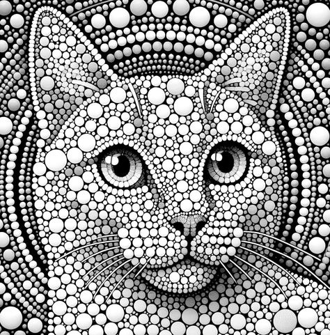 ★Mosaic Animals Portraits Coloring Pages printable★ Beautiful dot painting coloring book with round mosaics forming different types of animal portraits The coloring book includes 25 pages pets like cats, dogs, horses birds, deer, aries and many more download This wonderful coloring book is a great gift for all abstract art, portrait fans. A printed version is also available. Cat Dot Art, Dot Painting Animals, Dot Art Painting Patterns Printable, Abstract Art Portrait, Flower Stencil Patterns, Different Types Of Animals, Cat Mandala, Mosaic Animals, Animal Portraits