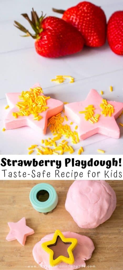 Strawberry Playdough Recipe (No Cook) - Little Bins for Little Hands Playdough Recipe No Cook, Easy Homemade Playdough Recipe, Scented Playdough, Homemade Playdough Recipe, Playdough Activities, Strawberry Frosting, No Cook, Playdough Recipe, Homemade Playdough