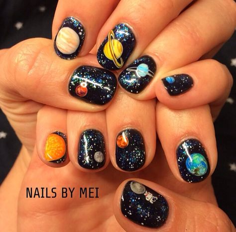 . Tumblr Nail Art, Galaxy Nail, Planet Nails, Galaxy Nail Art, Space Nails, Galaxy Nails, Cool Nail Designs, Nail Art Inspiration, How To Do Nails