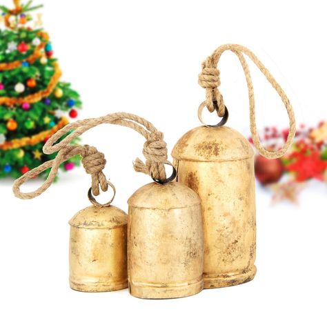 Pottery Barn Christmas Bells, Pottery Bells, Vintage Sleigh Bells, Brass Bells Hanging Decor, Handmade Brass Bells Christmas, Antique Brass Bells, Good Luck Charms, Shabby Chic Design, Eco Friendly Christmas