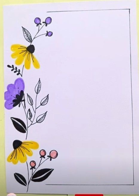 Page Decoration Aesthetic, Portfolio Cover Design Creative Handmade, Floral Border Design Simple, Doodle Border Design, Aesthetic Border Designs Drawing, Project File Border Design, Boder Degin, Journal Border Ideas, Encouragement Crafts