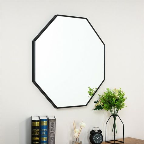 Mercer41 Stanardsville Octagon Glam Bathroom Mirror | Wayfair Glam Bathroom Mirror, Framed Vanity Mirror, Glam Bathroom, Lighting Trends, Boho Chic Furniture, Framed Mirror Wall, Mantel Decorations, Boho Chic Decor, Mirrors Wayfair