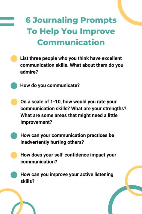 Everyone communicates differently! Plus your communication techniques may change depending on whether it is a personal relationship, a work relationship, or any other kind of relationship. If you have ever wanted to know how to improve communication these prompts are for you! #journal #communication #relationships #prompts #journalprompts #mentalhealth #mentalwellbeing #divethru Communication Journal, Communication Prompts, Journal Prompts For Communication, Communication Journal Prompts, Book For Communication Skills, Improve Communication In Relationship, Effective Communication In Relationships, Communication Techniques, Work Relationships