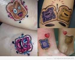 Peanut butter and jelly couples tattoo Bff Tats, J Tattoo, Matching Best Friend Tattoos, Bestie Tattoo, Couple Tattoos Unique, Sister Tattoo, Bff Tattoos, Tattoo Fails, Matching Couple Tattoos