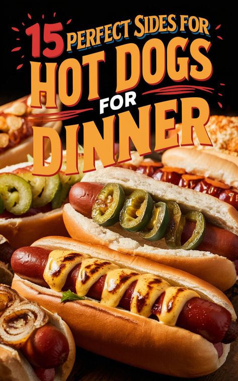 🌭🍔 Discover the perfect side dishes to serve with hot dogs for a delicious dinner! #hotdogs #sidedishes #dinnerideas Hot Dog Dinner Recipes, What To Have With Hot Dogs, Side Dishes For Corn Dogs, What Goes With Hot Dogs Sides, Chili Dogs Sides, Hot Dog Dinner Ideas Meals, Side Dishes With Hot Dogs, What Goes With Hot Dogs, Weiner Roast Side Dishes