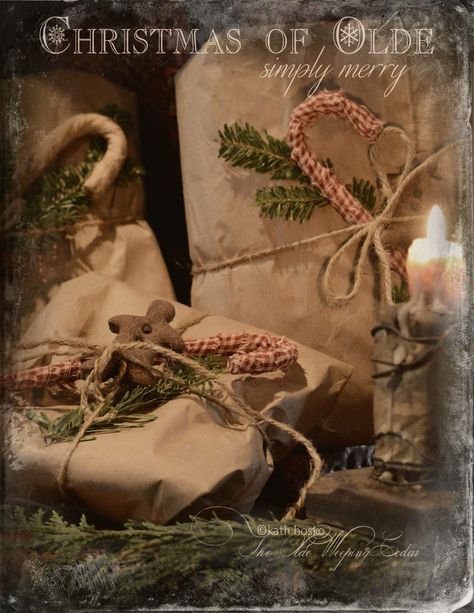 Primitive Christmas Decorating, Gift Wrapping Ideas, Christmas Memory, Primitive Christmas, Wrapping Ideas, Wrap Recipes, Christmas Candy Cane, Christmas Love, Country Christmas