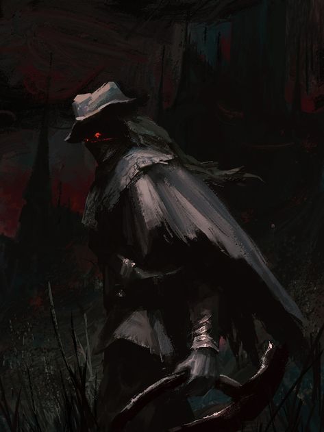 ArtStation - The old hunter, Zhuoxin Ye Old Hunter, Cowboy Posters, Bloodborne Art, 8bit Art, 다크 판타지, Vampire Hunter, Bloodborne, Gothic Horror, 판타지 아트