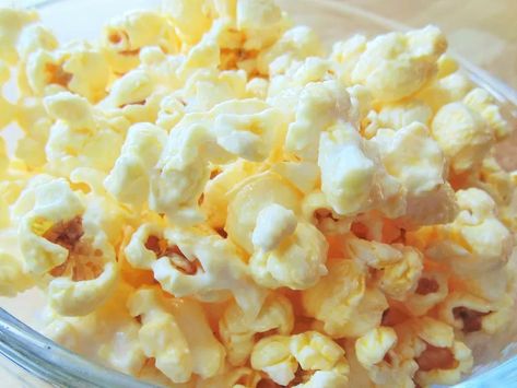 Candied Almond Bark Popcorn Recipe Almond Bark Popcorn Recipe, Almond Bark Popcorn, Candied Popcorn, Candied Almonds, Movie Night Snacks, Popcorn Recipe, Candy Popcorn, Microwave Popcorn, Almond Bark