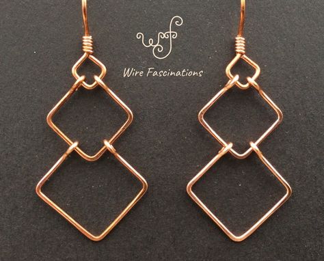 Wire Earring Shapes, Wire Work Earrings, Copper Wire Earrings Handmade, Metal Wire Earrings, Unique Wire Earrings, Wire Beaded Earrings, Wire Earrings Ideas, Simple Wire Earrings, Handmade Jewellery Ideas