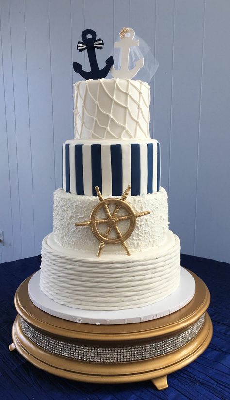 Nautical Wedding Cake Boat Wedding Centerpieces, Yacht Wedding Ideas, Nautical Wedding Cake, Nautical Wedding Cakes, Wedding Yacht, Nautical Cake, Pretty Wedding Cakes, Creative Wedding Cakes, Wedding Favors And Gifts