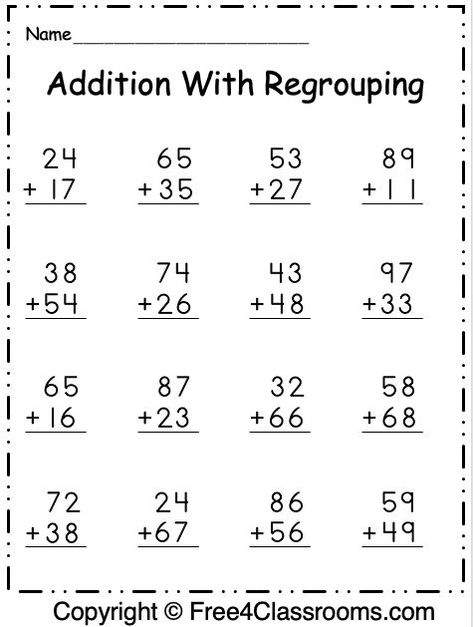 Worksheets For 3rd Grade, Addition With Regrouping Worksheets, Subtraction With Regrouping Worksheets, Free Addition Worksheets, Regrouping Addition, Third Grade Math Worksheets, Addition With Regrouping, Mental Maths Worksheets, Worksheets For Class 1