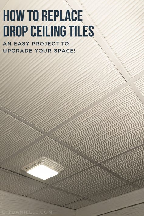 Drywall Drop Ceiling, Replace Ceiling Tiles, Update Drop Ceiling, Drop Ceiling Tiles Basement, Drop Ceiling Makeover Cheap, Replace Drop Ceiling, Replacing Ceiling Tiles, Dropped Ceiling Ideas, Wallpaper Drop Ceiling Tiles