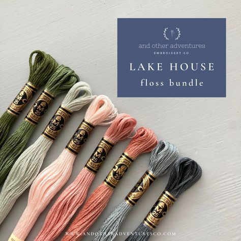 Say hello to the Lake House floss bundle. Featuring 8 DMC floss colors, this serene, yet colorful floss palette will make your next weekend embroidery project so much fun. Each floss bundle contains 8 carefully selected colors. You will receive a full skein of each color. This listing is for the Lake House Embroidery Floss Bundle. © And Other Adventures Embroidery Co. All Rights Reserved. Earth Day Crafts, Cross Stitch Supplies, Dmc Embroidery Floss, Craft Day, Summer Bracelets, Needle Arts, Crafts For Girls, Dmc Floss, Embroidery Tutorials