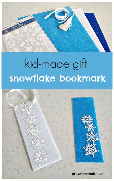 Snowflake bookmarks kids can make for family and friends  - Preschool Toolkit                                                                                                                                                                                 More Bookmarks Diy Kids, Snow Crafts, Christmas Bookmarks, Preschool Gifts, Bookmark Craft, Family Fun Night, Noel Diy, Bookmarks Kids, Special Kids