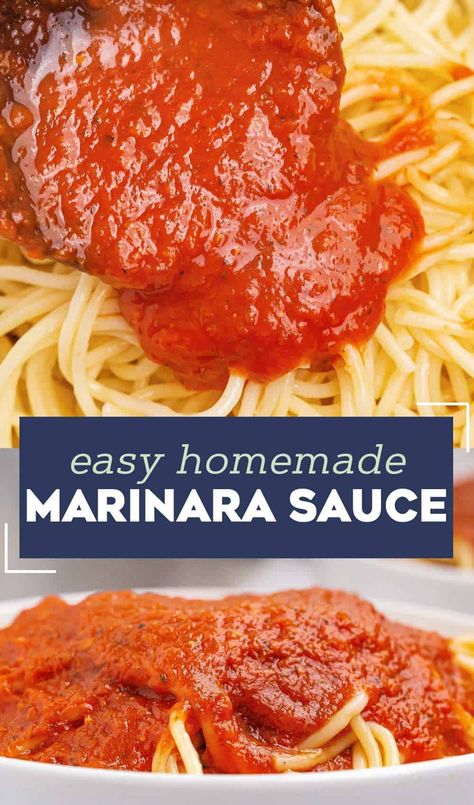 This recipe for Homemade Marinara Sauce is ready in about 30 minutes, uses simple ingredients, and is freezer friendly. So much better than anything from a jar, it's perfect on pasta, as a dipping sauce, and more! #marinara #italian #homemade #pastasauce Meatball Parmigiana, Easy Homemade Marinara Sauce, Italian Sauces, The Chunky Chef, Frozen Drink Recipes, Homemade Marinara Sauce, Chunky Chef, Marinara Sauce Recipe, Freezer Recipes