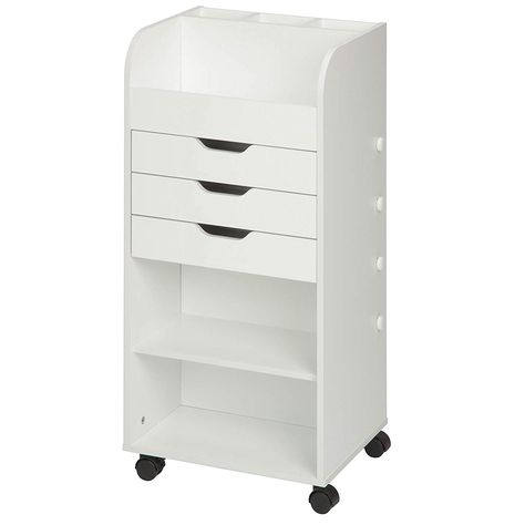 Amazon.com: Honey-Can-Do CRT-06345 Rolling Craft Storage Cart with 3-Drawers, White, 15.91L x 33.62H, 15.91" x 33.62": Home & Kitchen Storage Cart With Drawers, Craft Storage Cart, Rangement Makeup, House Dimensions, Craft Cart, Storage Center, 3 Drawer Storage, Art Supplies Storage, Rolling Storage Cart