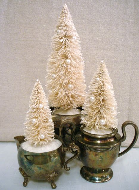 Tree Tutorial, Vintage Christmas Crafts, Bottle Brush Christmas Trees, Shabby Christmas, Bottle Brush Tree, Brush Trees, Brush Tree, Shabby Chic Christmas, Chic Christmas