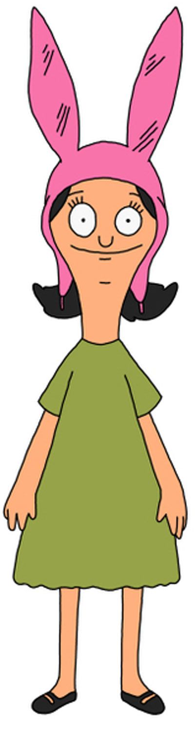 Observation 1: Introduction. Louise is well known for her signature pink bunny-eared hat. Her head is never seen without something covering it. The only time she is without her signature hat is when it was stolen by a bully. For the remainder of the episode Louise covered her head with the hood on a sweatshirt. Louise Bunny Ears, Louis Belcher, Bobs Burgers Louise, Bobs Burgers Characters, Belcher Family, Louise Belcher, Bobs Burger, Cartoon Costumes, Bob's Burgers