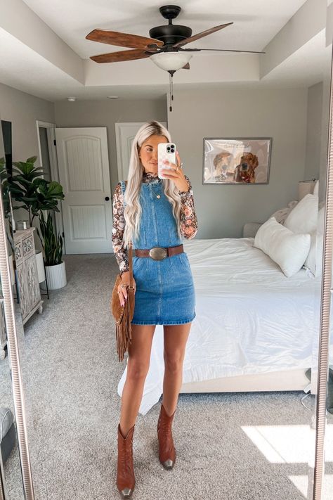 Women's Denim Shirt Dress curated on LTK Western Jean Dress Outfit, Denim Dress Cowgirl Outfit, Long Cowboy Boots Outfit, Blue Jean Dress Outfit, Jean Dress Outfit, Summer Denim Outfits, Jeans Dress Outfit, Denim Shirt Dress Women, Wineries Outfit