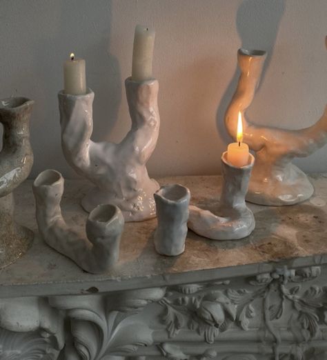 Ceramics Ideas Pottery Sculpting, Pottery Ideas Aesthetic, Clay Candle, Paper Mache Crafts, Diy Ceramic, Keramik Design, Ceramic Candle Holders, Pottery Crafts, Diy Pottery