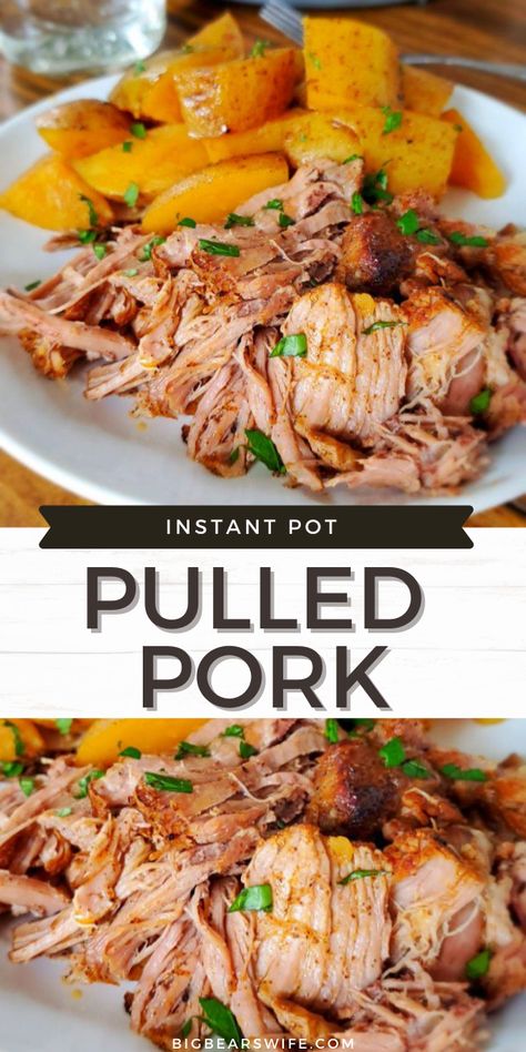 Ready for a super easy meal that’s perfect for weeknights or weekends? This Instant Pot Pulled Pork & Potatoes is a family favorite and super easy to make! via @bigbearswife Pork Potatoes, Instant Pot Pulled Pork, Bbq Pulled Pork Recipe, Super Easy Dinner, Gluten Free Main Dishes, Cheap Easy Meals, Pulled Pork Recipes, Bbq Pulled Pork, Instant Pot Pressure Cooker