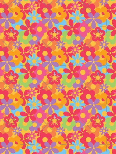 "Colorful Flower Power Seamless Pattern Print" A-Line Dress by ClaudiaFlores | Redbubble Y2k Flower Pattern, Flower Power Wallpaper, Wallpaper Iphone Boho, Cool People, Iphone Wallpaper Pattern, Print Mini Skirt, Hippie Wallpaper, Picture Collage Wall, Phone Wallpaper Patterns