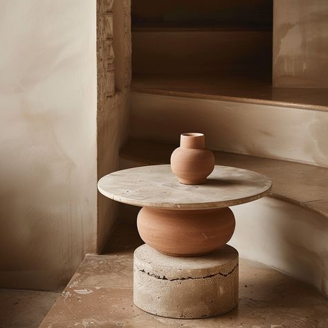 ✨Timeless beauty of natural travertine stone and terracotta side tables.🏺🪨 🍂 These artisanal side tables blend organic textures and earthy tones, adding a touch of rustic elegance and natural imperfection. 🌿 . . . #furnituredesignuk #sidetables #furnituredesigneruk #aidesigner #matteomugnai #mmdesignstudiouk #homedecor #naturalmaterials #artisancrafted #handcraftedbeauty #minimalpop #designinspiration #rusticinteriors Organic Textures, Rammed Earth, Travertine Stone, Furniture Designer, Rustic Interiors, Rustic Elegance, Earthy Tones, Side Tables, Wabi Sabi