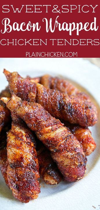 Bacon Brown Sugar Chicken, Sweet And Spicy Bacon, Appetizers Chicken, Spicy Bacon, Bacon Wrapped Chicken Tenders, Brown Sugar Chicken, Wrapped Chicken, Bacon Wrapped Chicken, Bacon Recipes