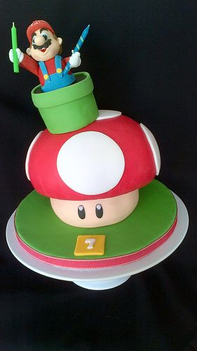 SUPER MARIO MUSHROOM CAKE Super Mario Mushroom, Mushroom Cake, Super Mario Cake, Sugar Cookie Cakes, Mario Cake, Mario Bros Party, Mario Birthday Party, Super Mario Birthday, Mario Birthday