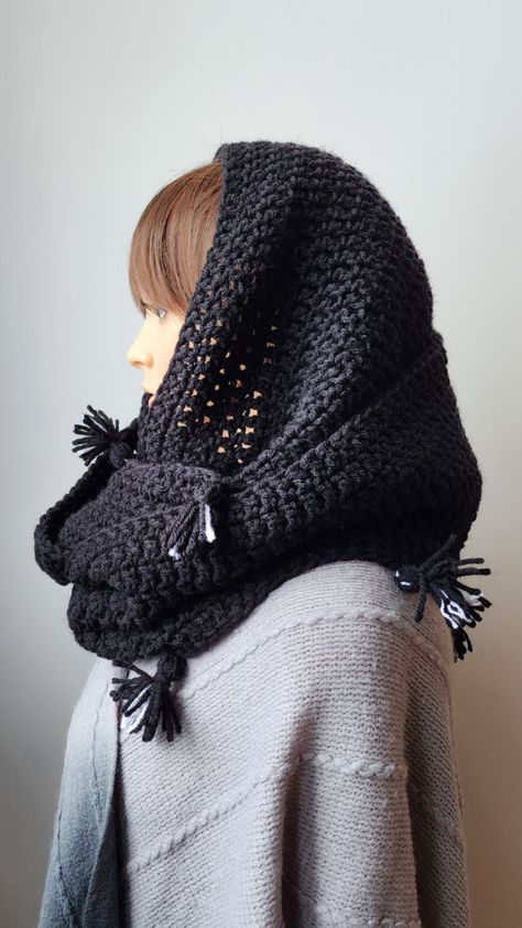 Wednesday Addams Crochet Snood, Wednesday Inspired Crochet, Wednesday Snood Crochet Pattern, Wednesday Adams Crochet, Wednesday Addams Snood, Wednesday Addams Crochet Free Pattern, Wednesday Snood, Infinity Scarf Pattern Free, Wednesday Addams Crochet