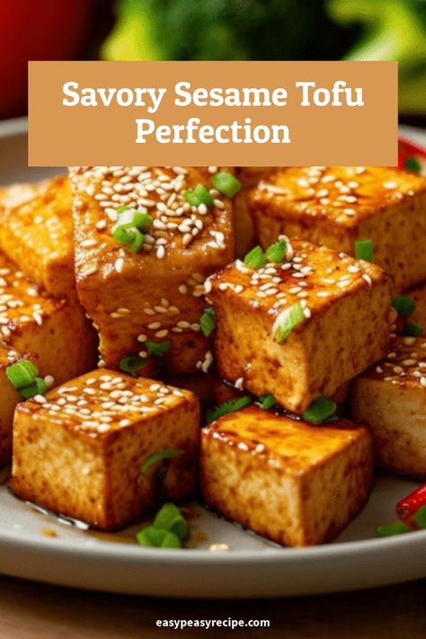 Air Fryer Sesame Tofu cubes garnished with sesame seeds and green onions on a plate. Healthy Quick Meals, School Cookies Recipe, Air Fryer Tofu, Tofu Recipes Easy, Sesame Tofu, Easy Zucchini Recipes, Zucchini Noodle Recipes, Easy Peasy Recipes, Tofu Recipe