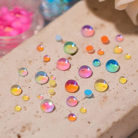 Caviar Nails, Bubble Nails, Aurora Nails, Rainbow Mermaid, Mermaid Tears, Diy Rhinestone, Nail Art Rhinestones, Water Droplets, Nail Art Accessories