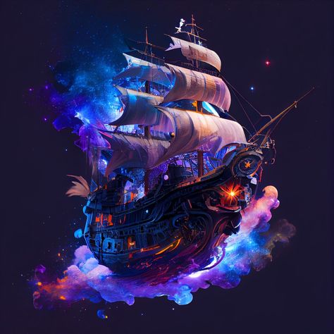 Magic Ship Fantasy Art, Flying Ship Fantasy Art, Flying Pirate Ship, Fantasy Pirate Ship, Pirate Ship Drawing, Pirate Ship Tattoos, Pirate Ship Art, Flying Ship, Space Pirates