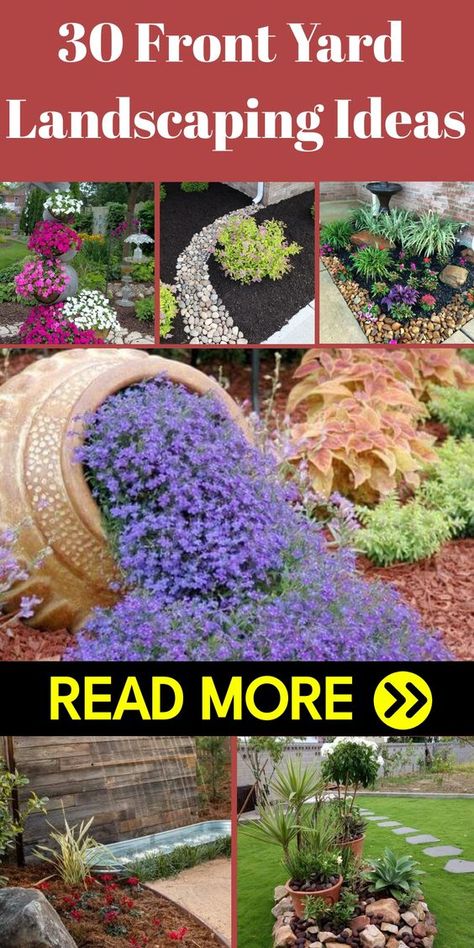 If you are planning to create a warm and welcoming impression, the front yard of your home is the place you should begin. With these simple front yard landscaping ideas today, you’ll be able to easily express yourself and your place in a fun way. In addition, your house and its front yard is usually a stranger’s first impression of you. Just design some simple steps like featuring some more flowers, plants, rocks, stones, and more, you can make your front yard look friendlier. Lawn Design Ideas, Frontyard Landscape Layout, Easy Landscaping Front Yard, Small Flower Gardens, Front Lawn Landscaping, Garden Landscaping Ideas, Design Backyard, Lawn Design, Small Front Yard Landscaping